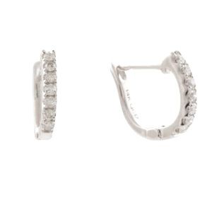 💎 ORO LEONI 14k White Gold 10mm Diamond Huggie Earrings, Brand New!